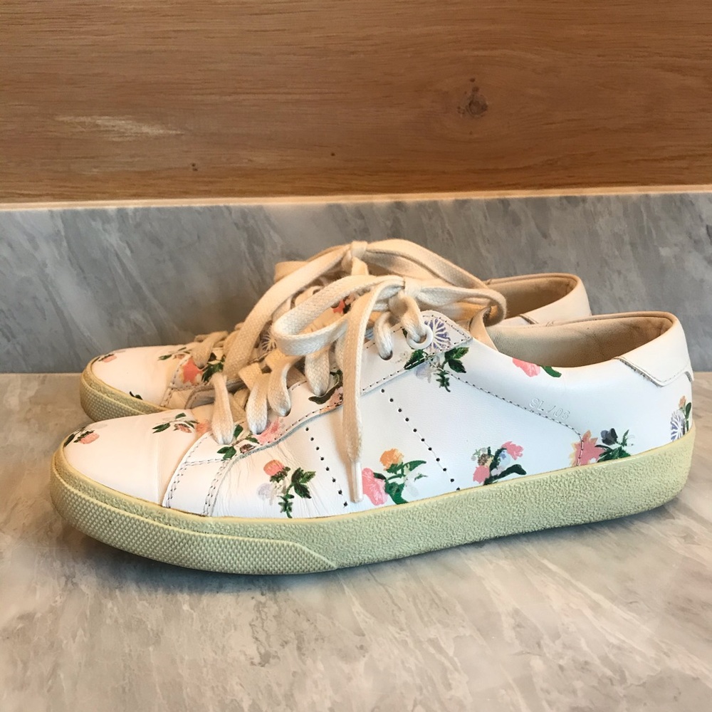 Saint Laurent white floral sneakers sz 36 - Picture 5 of 8